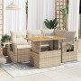 Juego de sofás jardín con cojines 5 pzas ratán sintético beige de , Conjuntos de jardín - Ref: Foro24-3327145, Precio: 434,43...