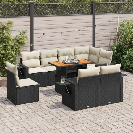 Set de sofás de jardín con cojines 9 pzas ratán sintético negro de , Conjuntos de jardín - Ref: Foro24-3327164, Precio: 625,5...