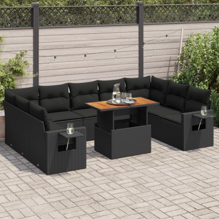 Set de sofás de jardín y cojines 10 pzas ratán sintético negro de , Conjuntos de jardín - Ref: Foro24-3327191, Precio: 718,98...