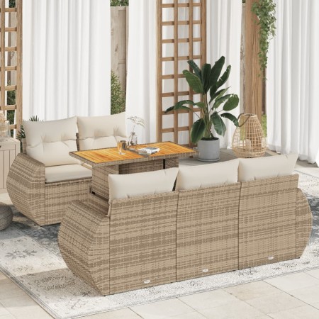 Juego de sofás jardín con cojines 6 pzas ratán sintético beige de , Conjuntos de jardín - Ref: Foro24-3327215, Precio: 545,41...