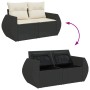 Set de sofás de jardín 7 pzas con cojines ratán sintético negro de , Conjuntos de jardín - Ref: Foro24-3327220, Precio: 524,3...