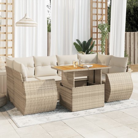 Set sofás de jardín 7 piezas y cojines ratán sintético beige de , Conjuntos de jardín - Ref: Foro24-3327229, Precio: 583,27 €...