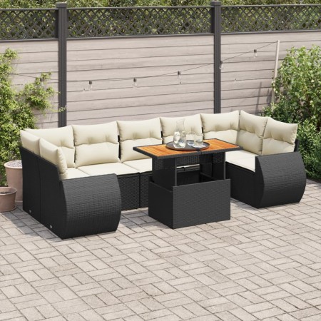 Set de sofás de jardín y cojines 8 piezas ratán sintético negro de , Conjuntos de jardín - Ref: Foro24-3327234, Precio: 551,0...