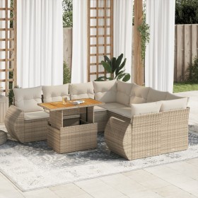 Set de sofás de jardín con cojines 9 pzas ratán sintético beige de , Conjuntos de jardín - Ref: Foro24-3327243, Precio: 704,4...
