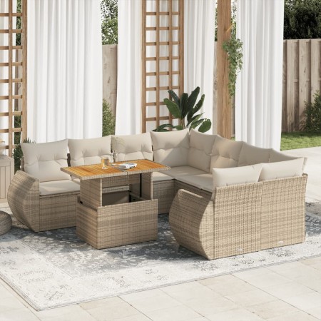 Set de sofás de jardín con cojines 9 pzas ratán sintético beige de , Conjuntos de jardín - Ref: Foro24-3327243, Precio: 704,4...