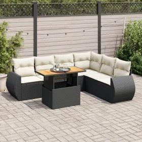 Set de sofás de jardín 7 pzas con cojines ratán sintético negro de , Conjuntos de jardín - Ref: Foro24-3327269, Precio: 481,7...