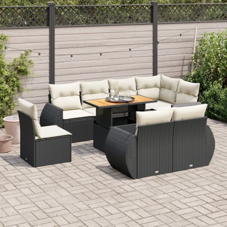 Set de sofás de jardín con cojines 9 pzas ratán sintético negro de , Conjuntos de jardín - Ref: Foro24-3327276, Precio: 697,3...