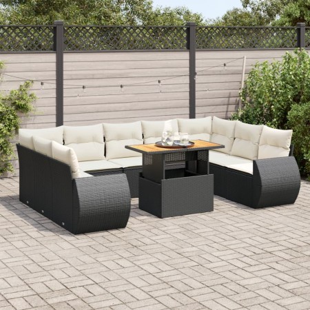 Set de sofás de jardín y cojines 10 pzas ratán sintético negro de , Conjuntos de jardín - Ref: Foro24-3327304, Precio: 711,14...