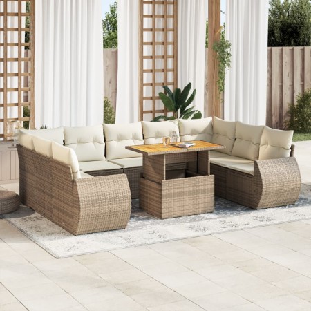 Juego de sofás jardín con cojines beige 10 pzas ratán sintético de , Conjuntos de jardín - Ref: Foro24-3327306, Precio: 830,6...