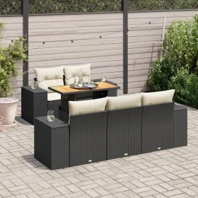 Set de sofás de jardín 6 piezas y cojines ratán sintético negro de , Conjuntos de jardín - Ref: Foro24-3327325, Precio: 476,5...