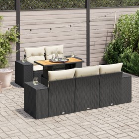 Set de sofás de jardín 6 piezas y cojines ratán sintético negro de , Conjuntos de jardín - Ref: Foro24-3327325, Precio: 467,1...