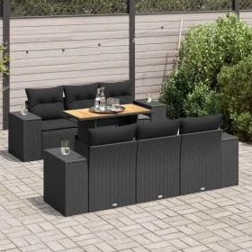 Set de sofás de jardín 7 pzas con cojines ratán sintético negro de , Conjuntos de jardín - Ref: Foro24-3327331, Precio: 560,2...
