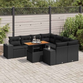 Set de sofás de jardín con cojines 9 pzas ratán sintético negro de , Conjuntos de jardín - Ref: Foro24-3327352, Precio: 653,3...