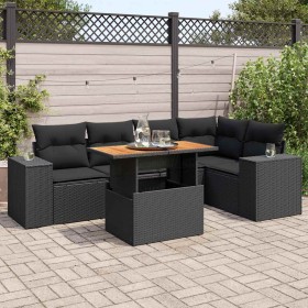 Set de sofás de jardín 6 piezas y cojines ratán sintético negro de , Conjuntos de jardín - Ref: Foro24-3327373, Precio: 468,7...
