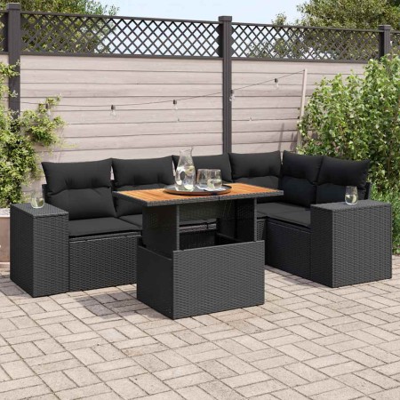 Set de sofás de jardín 6 piezas y cojines ratán sintético negro de , Conjuntos de jardín - Ref: Foro24-3327373, Precio: 468,7...