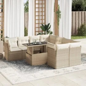 Set de sofás de jardín con cojines 9 pzas ratán sintético beige de , Conjuntos de jardín - Ref: Foro24-3326129, Precio: 646,2...
