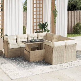 Set de sofás de jardín con cojines 9 pzas ratán sintético beige de , Conjuntos de jardín - Ref: Foro24-3326129, Precio: 680,7...