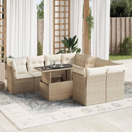 Set de sofás de jardín con cojines 9 pzas ratán sintético beige de , Conjuntos de jardín - Ref: Foro24-3326129, Precio: 680,7...