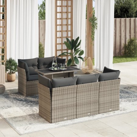 Set de muebles de jardín 6 pzas y cojines ratán sintético gris de , Conjuntos de jardín - Ref: Foro24-3326101, Precio: 431,21...