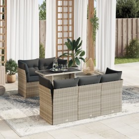 Set de sofás de jardín 6 pzas y cojines ratán sintético gris de , Conjuntos de jardín - Ref: Foro24-3326103, Precio: 483,94 €...