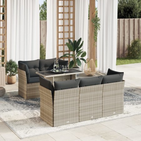 Set de sofás de jardín 6 pzas y cojines ratán sintético gris de , Conjuntos de jardín - Ref: Foro24-3326103, Precio: 483,94 €...