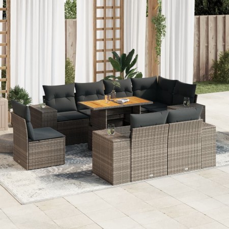 Set de sofás de jardín con cojines 9 pzas ratán sintético gris de , Conjuntos de jardín - Ref: Foro24-3327392, Precio: 657,27...