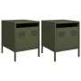 Mesitas de noche 2 unidades acero verde oliva 35x39x43,5 cm de , Mesitas de noche - Ref: Foro24-851253, Precio: 73,94 €, Desc...
