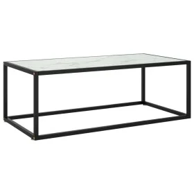 Mesa de centro negra con vidrio de mármol blanco 100x50x35 cm de vidaXL, Mesas de centro - Ref: Foro24-322881, Precio: 79,22 ...