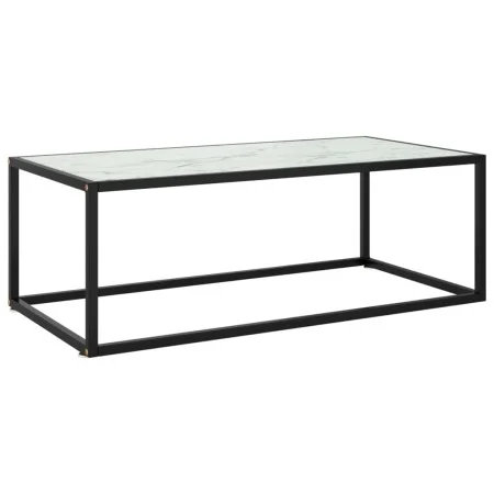 Mesa de centro negra con vidrio de mármol blanco 100x50x35 cm de vidaXL, Mesas de centro - Ref: Foro24-322881, Precio: 79,22 ...
