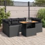 Set de sofás de jardín 7 pzas con cojines ratán sintético negro de , Conjuntos de jardín - Ref: Foro24-3327002, Precio: 540,7...