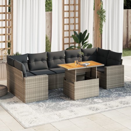 Set de sofás de jardín y cojines 8 piezas ratán sintético gris de , Conjuntos de jardín - Ref: Foro24-3327014, Precio: 535,32...