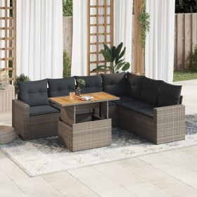 Set de sofás de jardín 7 pzas con cojines ratán sintético gris de , Conjuntos de jardín - Ref: Foro24-3327049, Precio: 481,85...