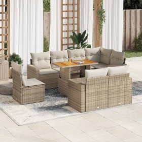Set de sofás de jardín con cojines 9 pzas ratán sintético beige de , Conjuntos de jardín - Ref: Foro24-3327054, Precio: 735,2...