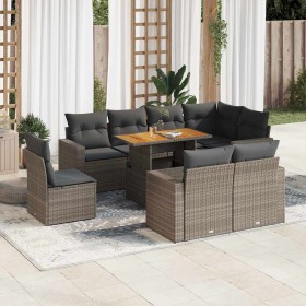 Set de sofás de jardín con cojines 9 pzas ratán sintético gris de , Conjuntos de jardín - Ref: Foro24-3327056, Precio: 632,44...