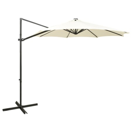 Sombrilla voladiza con poste y luces LED 300 cm arena de vidaXL, Sombrillas - Ref: Foro24-312336, Precio: 122,46 €, Descuento: %