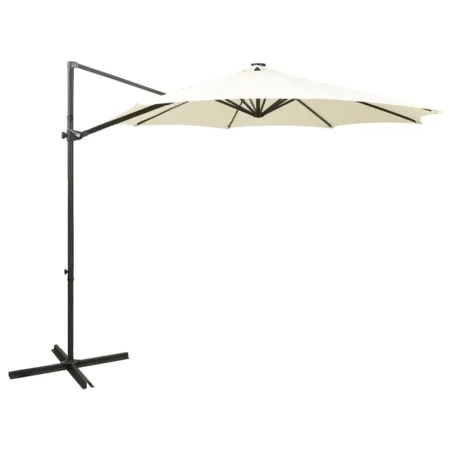 Sombrilla voladiza con poste y luces LED 300 cm arena de vidaXL, Sombrillas - Ref: Foro24-312336, Precio: 117,55 €, Descuento: %