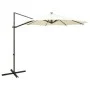 Sombrilla voladiza con poste y luces LED 300 cm arena de vidaXL, Sombrillas - Ref: Foro24-312336, Precio: 117,55 €, Descuento: %