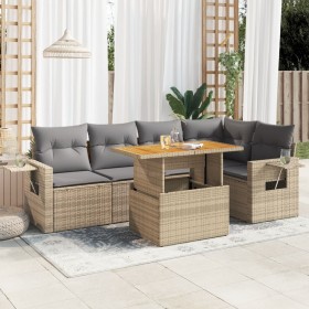 Juego de sofás jardín con cojines 6 pzas ratán sintético beige de , Conjuntos de jardín - Ref: Foro24-3327153, Precio: 471,71...