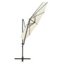 Sombrilla voladiza con poste y luces LED 300 cm arena de vidaXL, Sombrillas - Ref: Foro24-312336, Precio: 122,46 €, Descuento: %