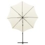 Sombrilla voladiza con poste y luces LED 300 cm arena de vidaXL, Sombrillas - Ref: Foro24-312336, Precio: 122,46 €, Descuento: %