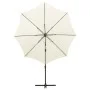 Sombrilla voladiza con poste y luces LED 300 cm arena de vidaXL, Sombrillas - Ref: Foro24-312336, Precio: 117,55 €, Descuento: %