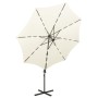 Sombrilla voladiza con poste y luces LED 300 cm arena de vidaXL, Sombrillas - Ref: Foro24-312336, Precio: 122,46 €, Descuento: %