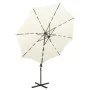 Sombrilla voladiza con poste y luces LED 300 cm arena de vidaXL, Sombrillas - Ref: Foro24-312336, Precio: 117,55 €, Descuento: %