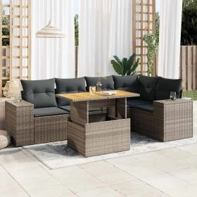 Set de muebles de jardín 6 pzas y cojines ratán sintético gris de , Conjuntos de jardín - Ref: Foro24-3327378, Precio: 439,23...