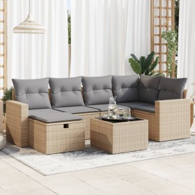 Set sofás de jardín 7 piezas y cojines ratán sintético beige de , Conjuntos de jardín - Ref: Foro24-3325395, Precio: 489,78 €...