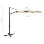 Sombrilla voladiza con poste y luces LED 300 cm arena de vidaXL, Sombrillas - Ref: Foro24-312336, Precio: 117,55 €, Descuento: %
