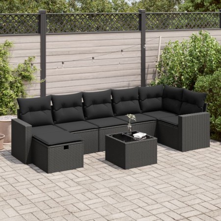 Set de sofás de jardín y cojines 8 piezas ratán sintético negro de , Conjuntos de jardín - Ref: Foro24-3325411, Precio: 514,8...