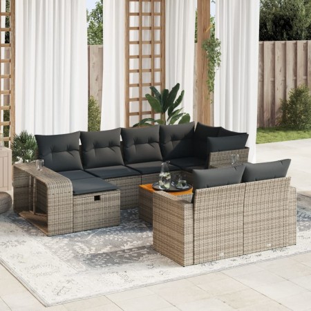 Set de sofás de jardín 11 pzas y cojines ratán sintético gris de , Conjuntos de jardín - Ref: Foro24-3326084, Precio: 614,95 ...