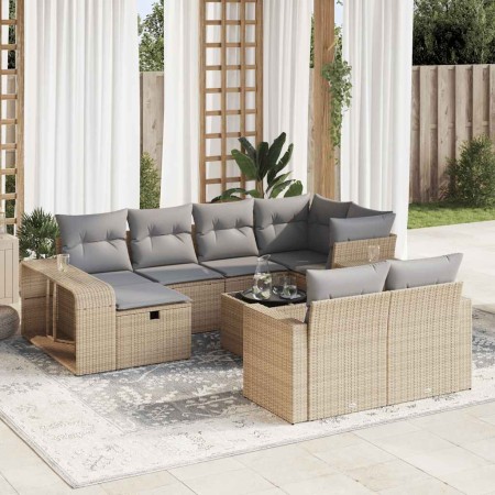 Set de sofás de jardín 11pzas con cojines ratán sintético beige de , Conjuntos de jardín - Ref: Foro24-3326073, Precio: 630,0...