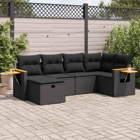 Set de sofás de jardín 6 piezas y cojines ratán sintético negro de , Conjuntos de jardín - Ref: Foro24-3325968, Precio: 463,3...